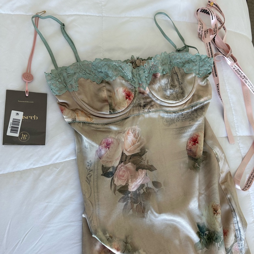 House of CB floral lace trim underwire cocktail dress size medium